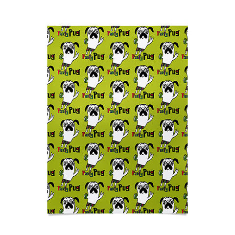Andi Bird Party Pug Chartreuse Poster
