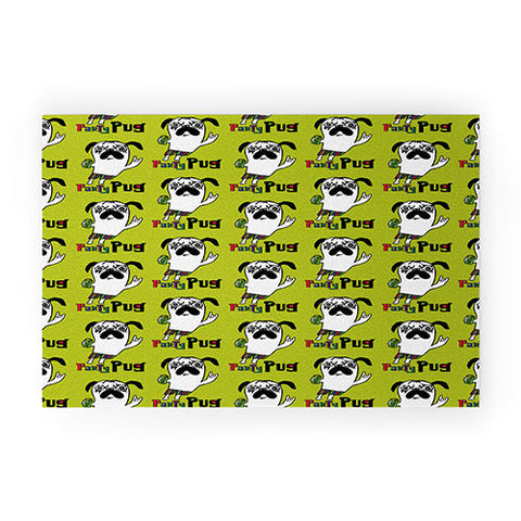 Andi Bird Party Pug Chartreuse Welcome Mat