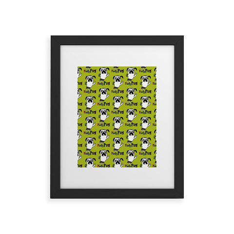 Andi Bird Party Pug Chartreuse Framed Art Print