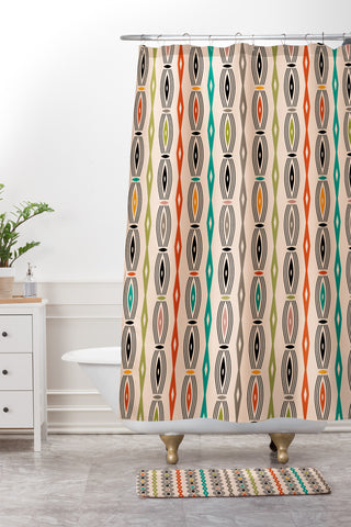 Andi Bird pillar stripe Shower Curtain And Mat