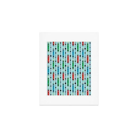 Andi Bird Pointy Retro Aqua Art Print