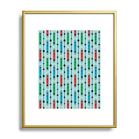 Andi Bird Pointy Retro Aqua Metal Framed Art Print