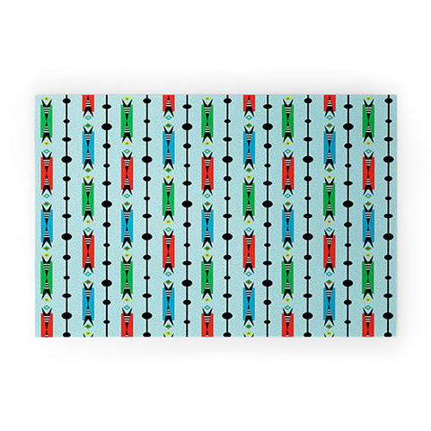 Andi Bird Pointy Retro Aqua Welcome Mat