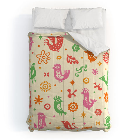Andi Bird Retro Birds Beige Comforter