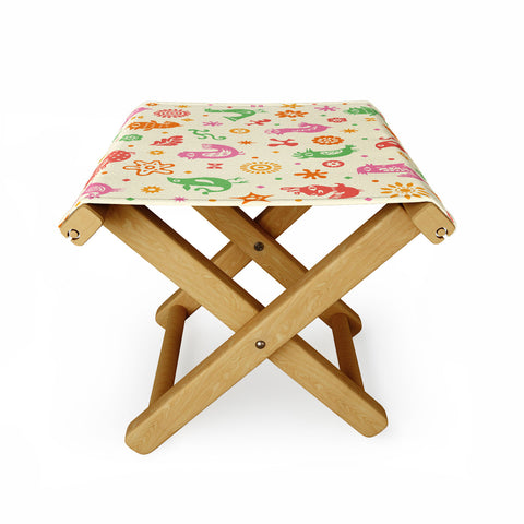Andi Bird Retro Birds Beige Folding Stool