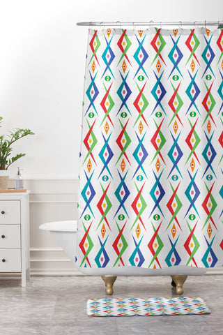 Andi Bird Retro Edge Primary Shower Curtain And Mat