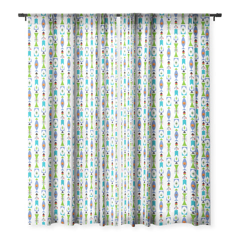 Andi Bird Retro Shape White Sheer Window Curtain