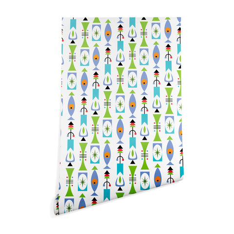 Andi Bird Retro Shape White Wallpaper