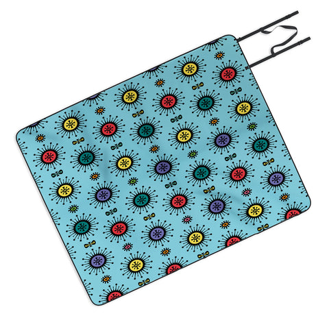 Andi Bird Retro Starlight Turquoise Picnic Blanket