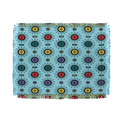 Andi Bird Retro Starlight Turquoise Throw Blanket