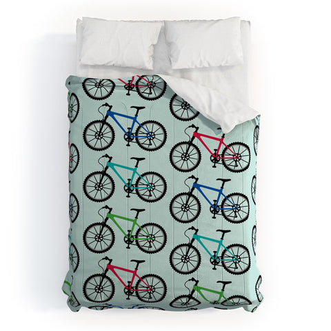 Andi Bird Ride A Bike Aqua Comforter