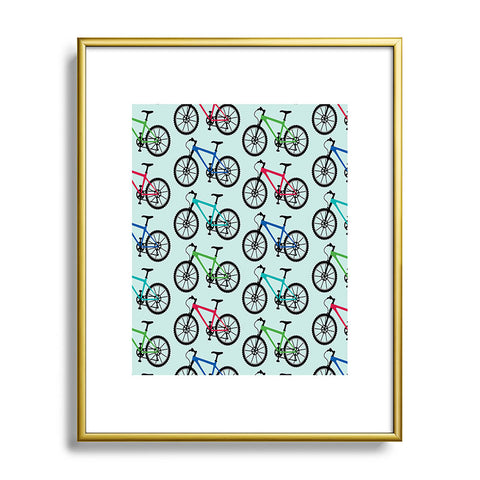 Andi Bird Ride A Bike Aqua Metal Framed Art Print
