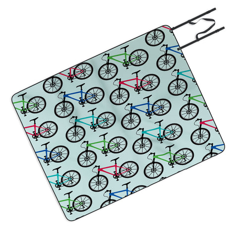 Andi Bird Ride A Bike Aqua Picnic Blanket