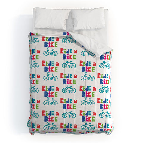 Andi Bird Ride A Bike Sketchy White Comforter