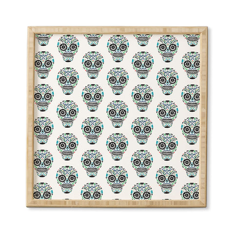Andi Bird Sugar Skull Blue Framed Wall Art