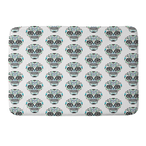 Andi Bird Sugar Skull Blue Memory Foam Bath Mat