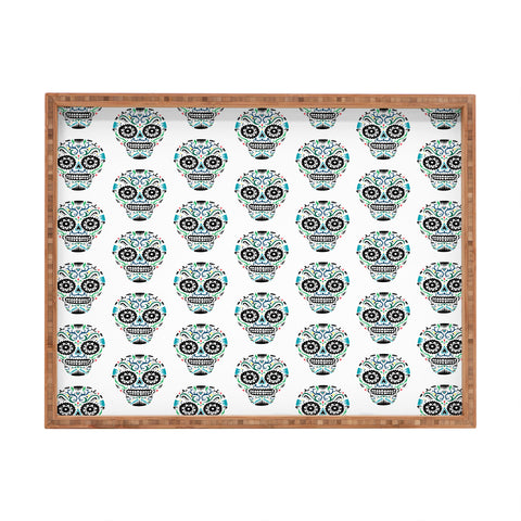 Andi Bird Sugar Skull Blue Rectangular Tray