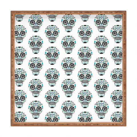 Andi Bird Sugar Skull Blue Square Tray
