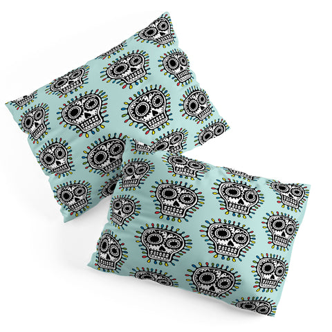 Andi Bird Sugar Skull Fun Aqua Pillow Shams