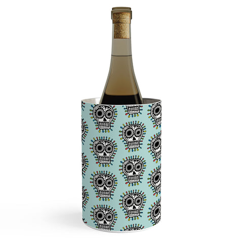 Andi Bird Sugar Skull Fun Aqua Wine Chiller