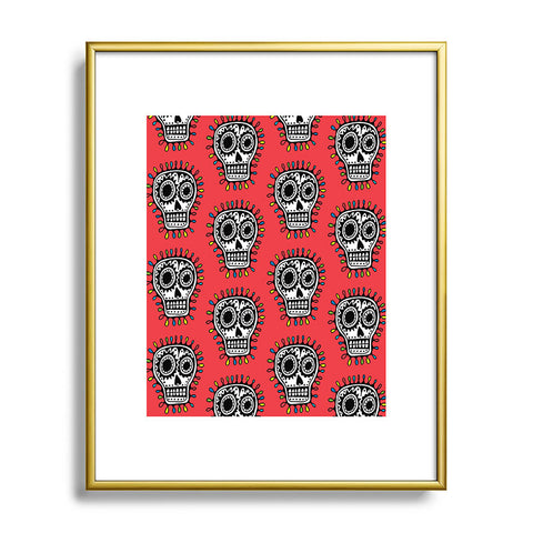 Andi Bird Sugar Skull Fun Red Metal Framed Art Print