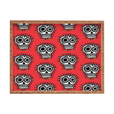 Andi Bird Sugar Skull Fun Red Rectangular Tray