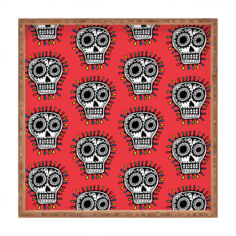 Andi Bird Sugar Skull Fun Red Square Tray
