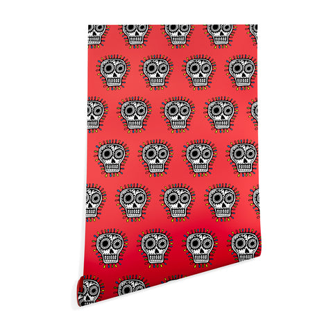 Andi Bird Sugar Skull Fun Red Wallpaper