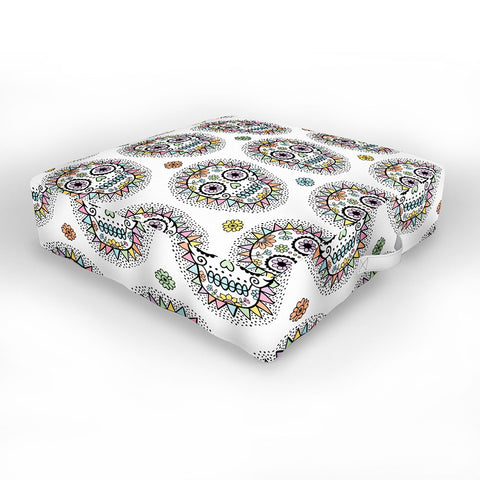 Andi Bird Sugar Skull Hero Outdoor Floor Cushion