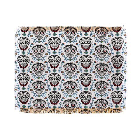 Andi Bird Sugar Skull Voodoo Throw Blanket