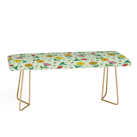 Andi Bird Surreal Flowers Leaf Bench