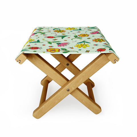 Andi Bird Surreal Flowers Leaf Folding Stool