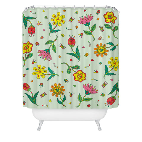 Andi Bird Surreal Flowers Leaf Shower Curtain