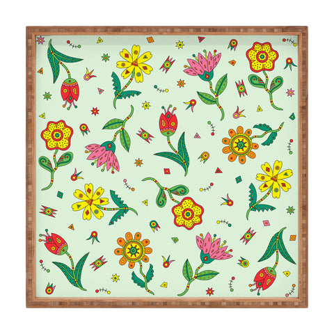 Andi Bird Surreal Flowers Leaf Square Tray