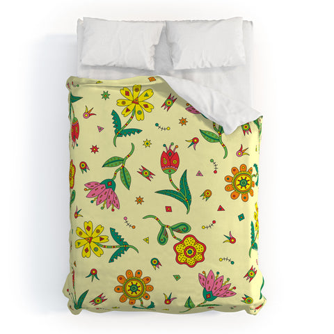 Andi Bird Surreal Flowers Maze Duvet Cover