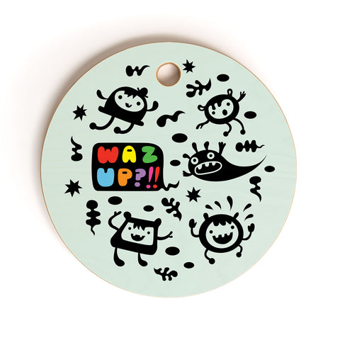 Andi Bird Waz Up Cutting Board Round