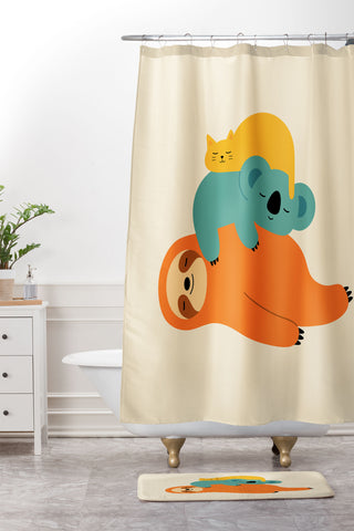 Andy Westface Being Lazy Shower Curtain And Mat