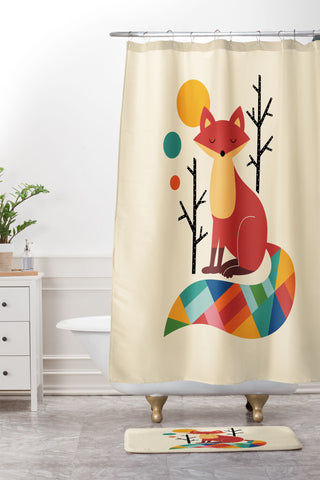 Andy Westface Rainbow Fox Shower Curtain And Mat