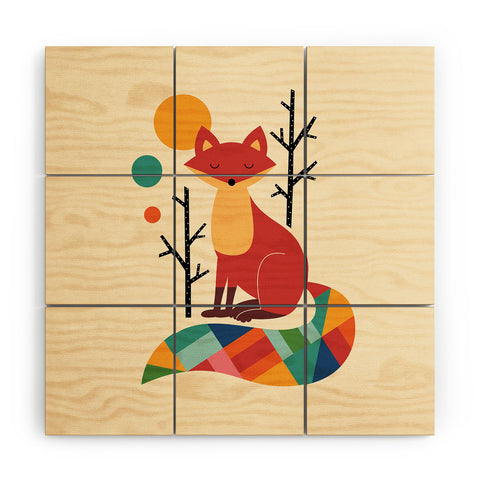 Andy Westface Rainbow Fox Wood Wall Mural