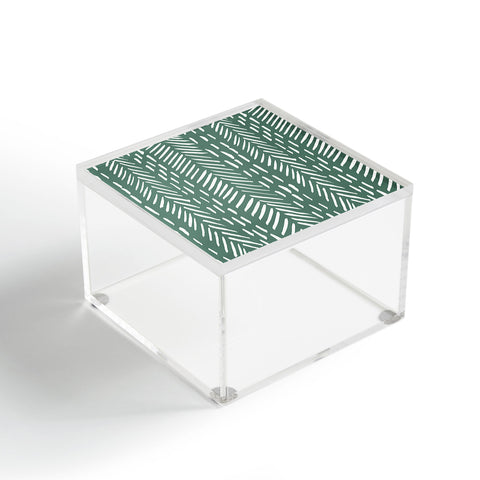 Angela Minca Abstract herringbone green Acrylic Box