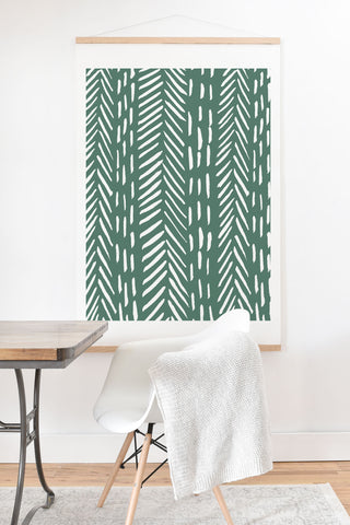 Angela Minca Abstract herringbone green Art Print And Hanger