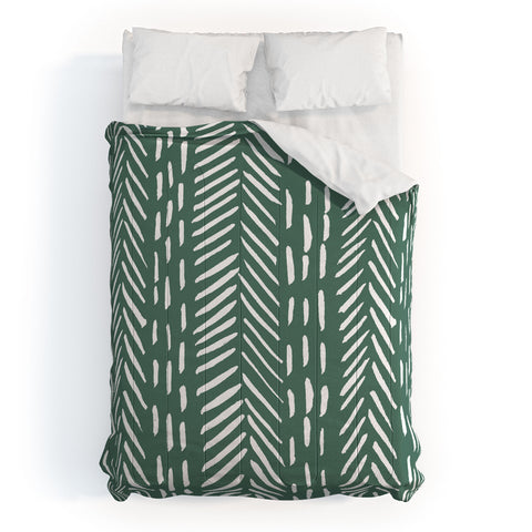 Angela Minca Abstract herringbone green Comforter