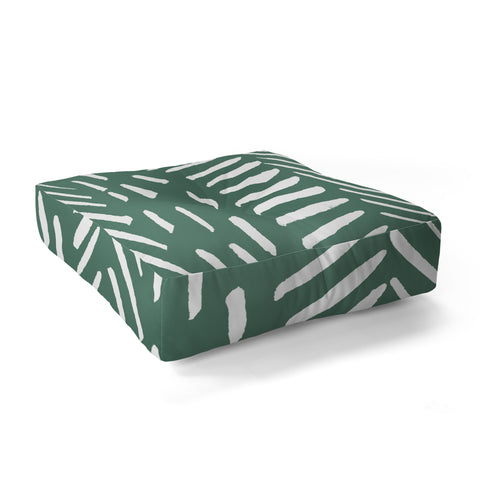Angela Minca Abstract herringbone green Floor Pillow Square