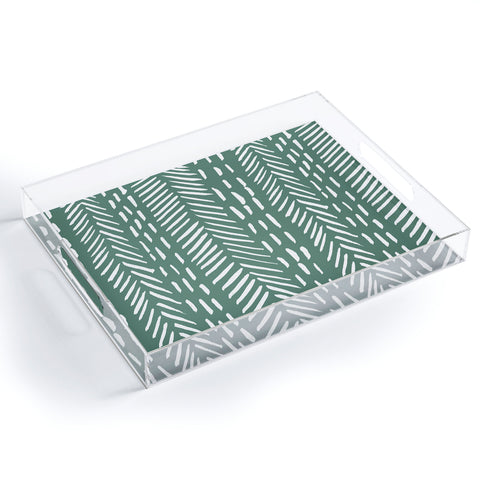 Angela Minca Abstract herringbone green Acrylic Tray