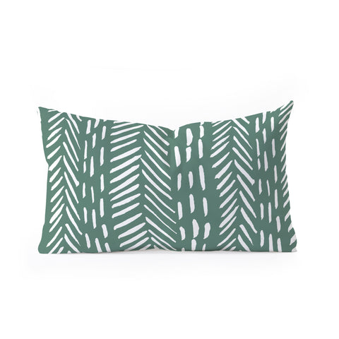 Angela Minca Abstract herringbone green Oblong Throw Pillow