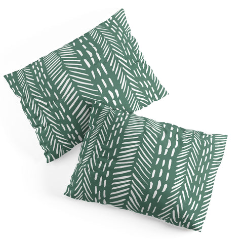 Angela Minca Abstract herringbone green Pillow Shams