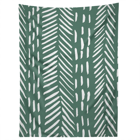 Angela Minca Abstract herringbone green Tapestry