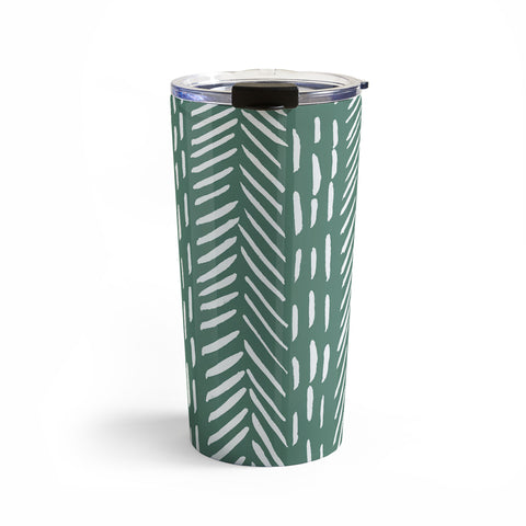 Angela Minca Abstract herringbone green Travel Mug