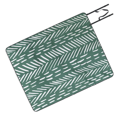 Angela Minca Abstract herringbone green Picnic Blanket