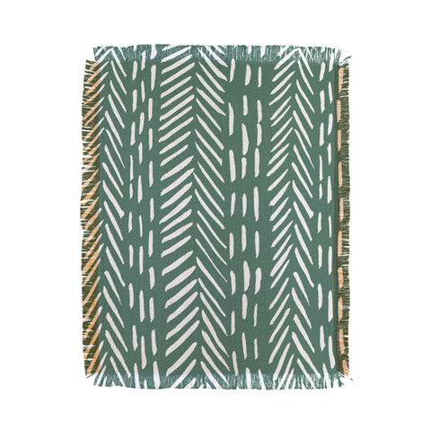 Angela Minca Abstract herringbone green Throw Blanket